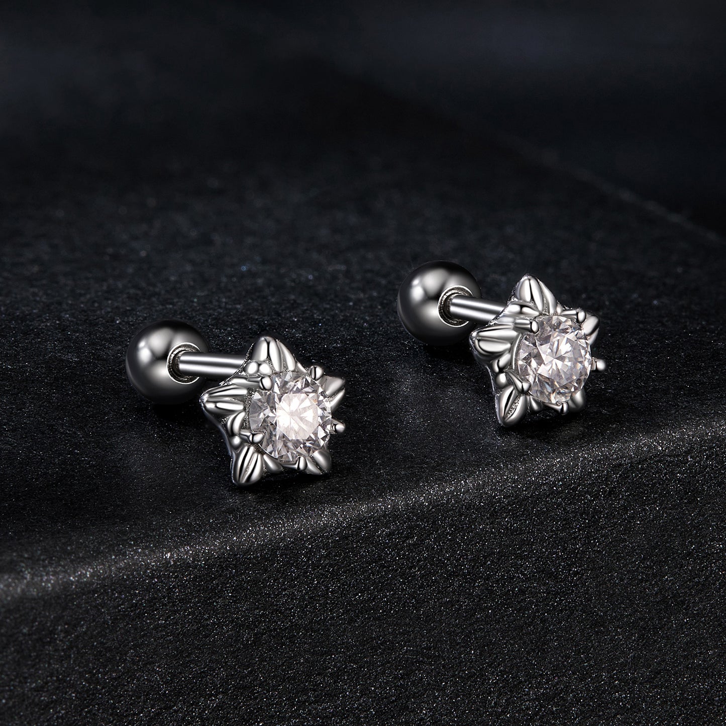 Spiral Ball Moissanite Studs (Star)