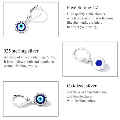 Resin Evil Eye Spring Clip Earrings