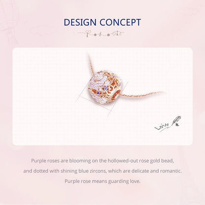 Purple Rose Hanging Bead Charm