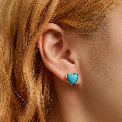 Heart Turquoise Stud Earrings