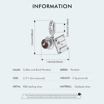 Coffee and Book Pendant Charm