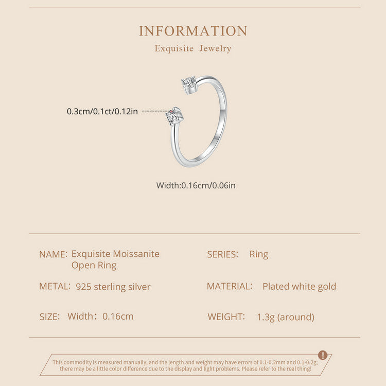 Elegant Moissanite Adjustable Ring