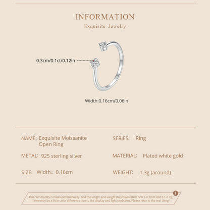 Elegant Moissanite Adjustable Ring