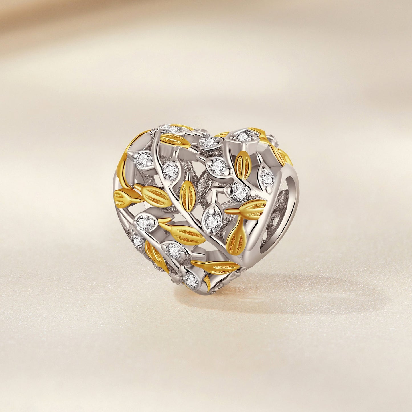 Heart-Shaped Leaf Bead Charm,