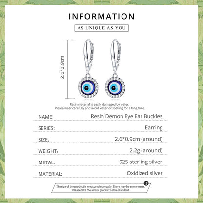 Resin Evil Eye Spring Clip Earrings