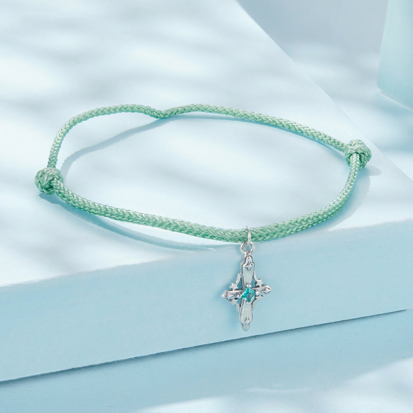 Celestial Cross Charm Cord Bracelet