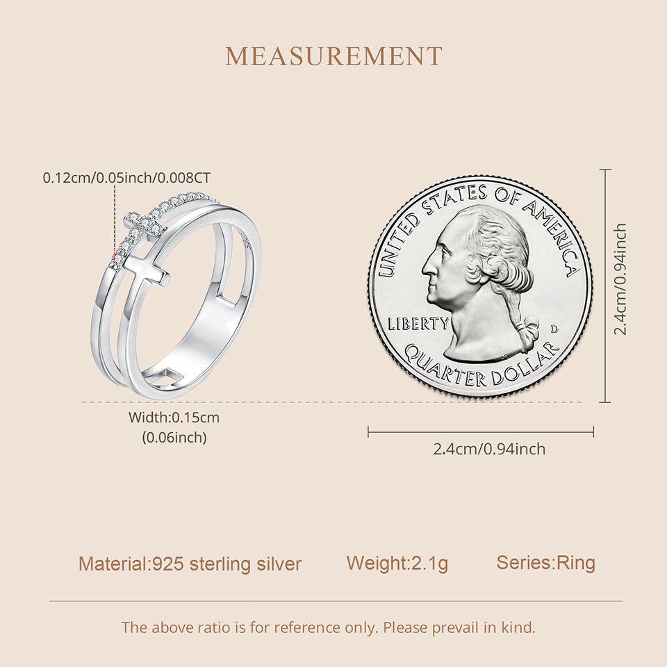 Double Cross Moissanite Ring