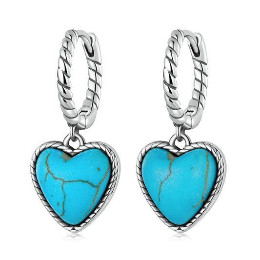 Heart Turquoise Clip Earrings