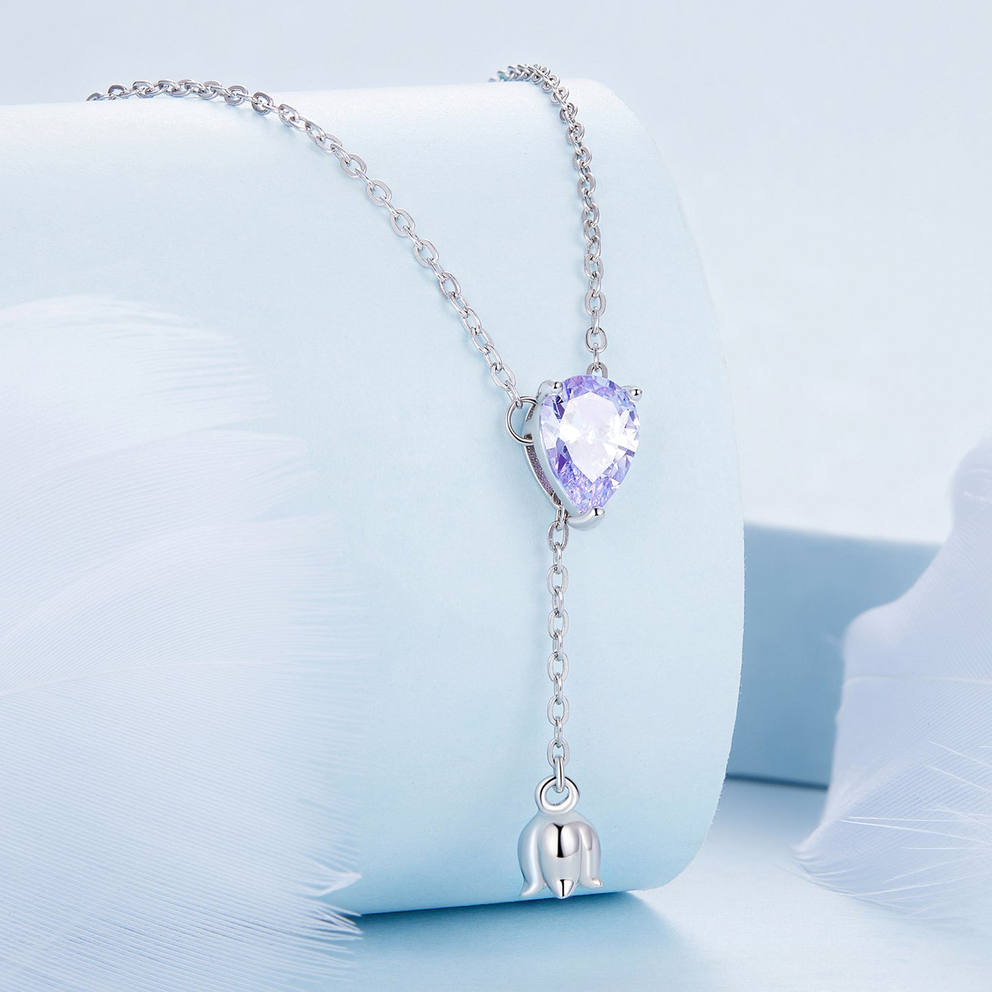 Purple Zircon Lily of the Valley Necklace