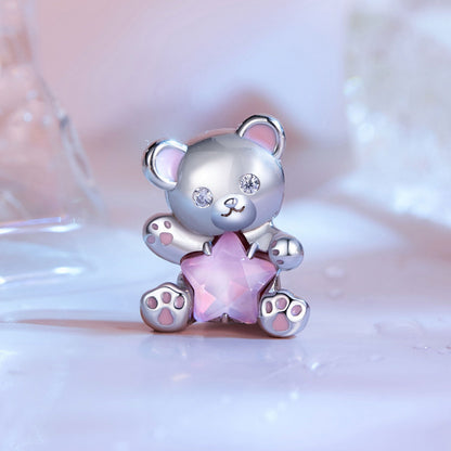 Pink Star Bear Charm