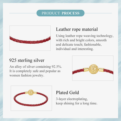Golden Scroll Clasp Leather Bracelet