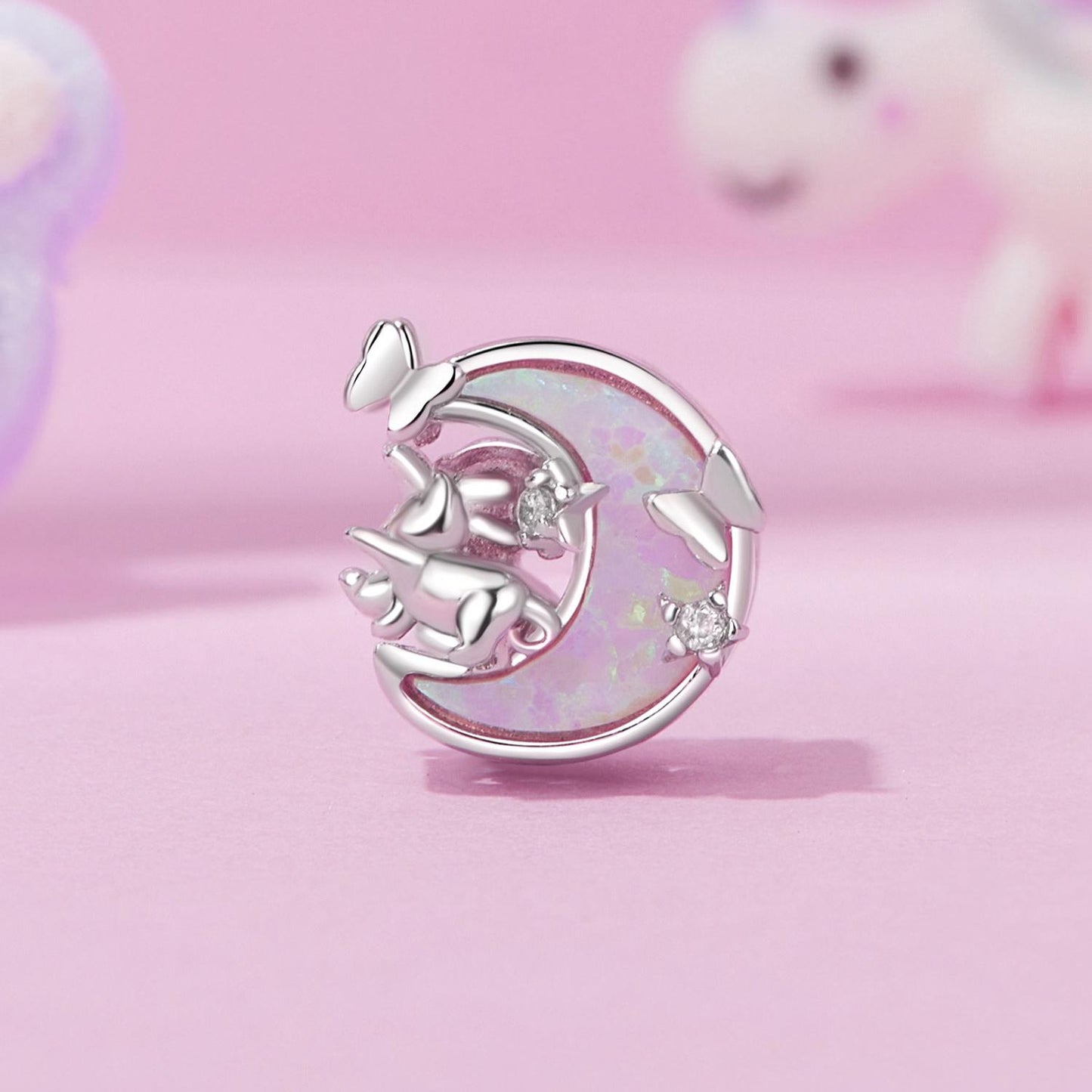 Opal Moon Cat Charm