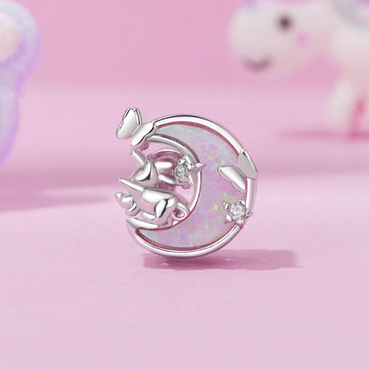 Opal Moon Cat Charm