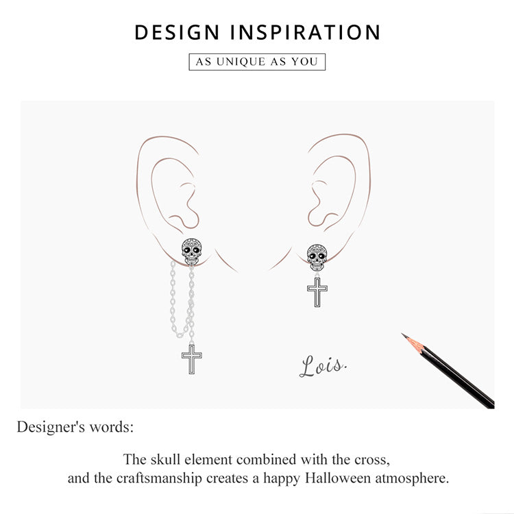 Skull Cross Hoop Earrings
