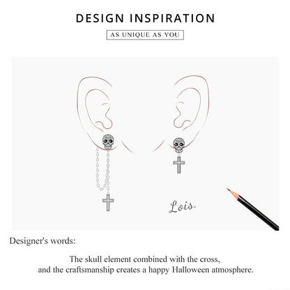 Skull Cross Hoop Earrings