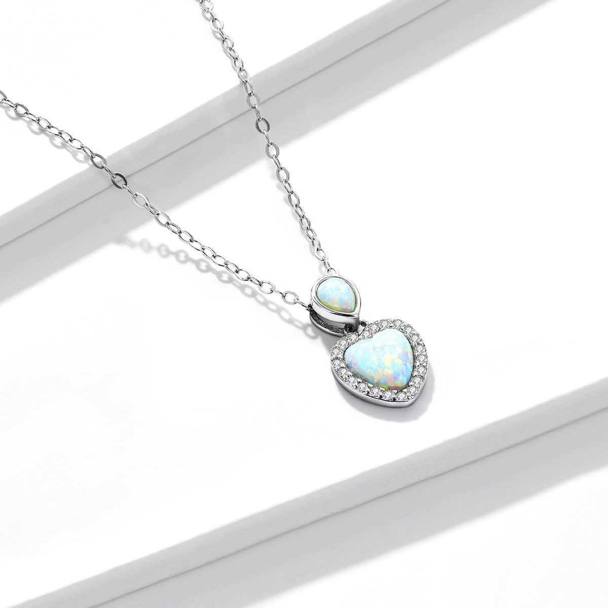 Opalized Heart Pendant Necklace