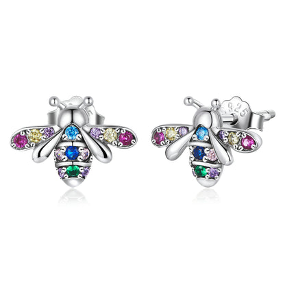 Iridescent Bee Stud Earrings
