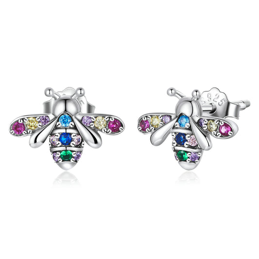 Iridescent Bee Stud Earrings