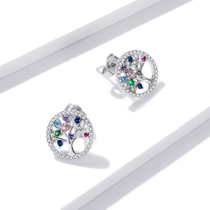 Rainbow Tree Stud Earrings