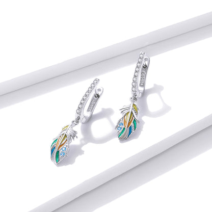 Colorful Feather Clip-On Earrings