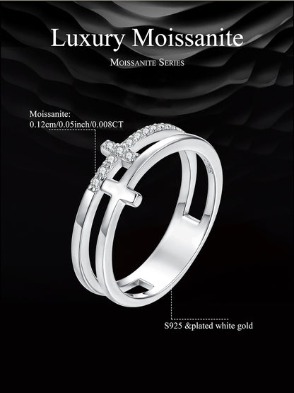 Double Cross Moissanite Ring
