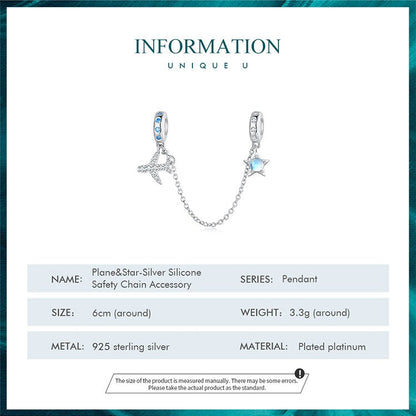 Plane & Star Safety Chain Charm