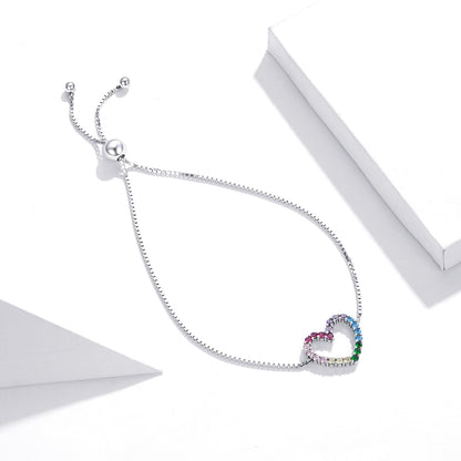 Rainbow Heart Charm Bracelet