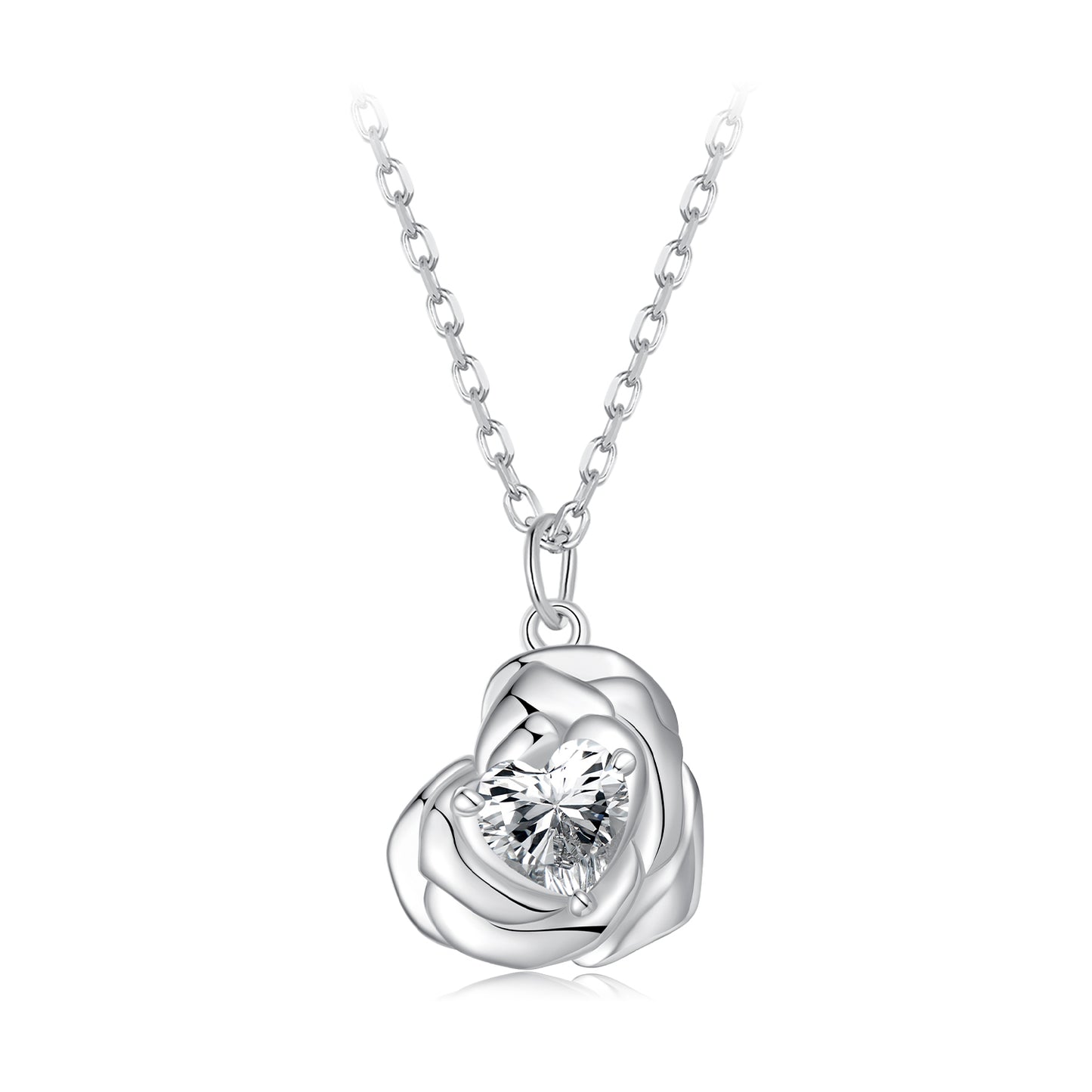 Heart and Rose Pendant Necklace