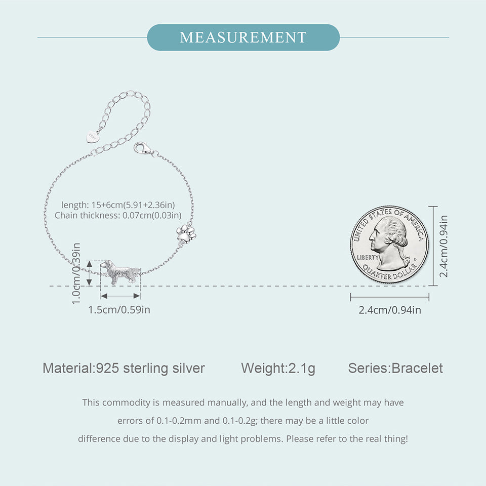 Golden Retriever Paw Charm Bracelet