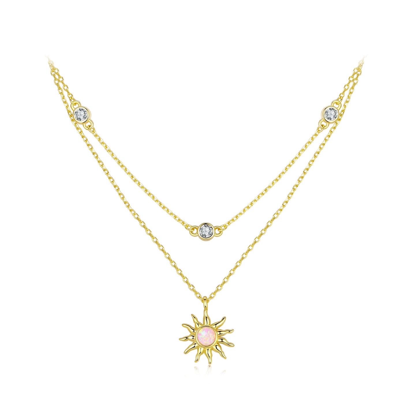 Opal Sun Double-Layer Necklace