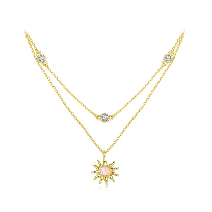 Opal Sun Double-Layer Necklace