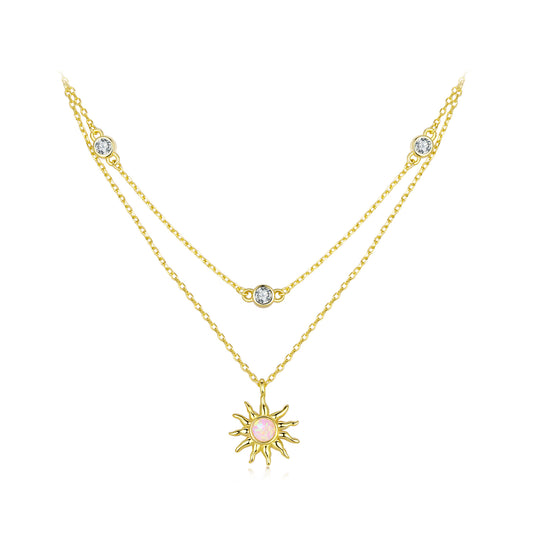 Opal Sun Double-Layer Necklace