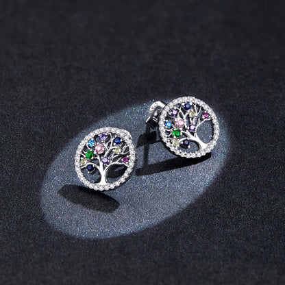 Rainbow Tree Stud Earrings
