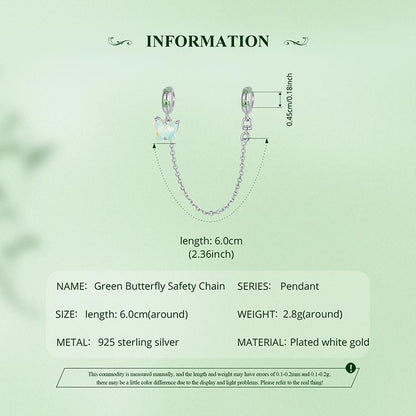 Green Butterfly Safety Chain Charm