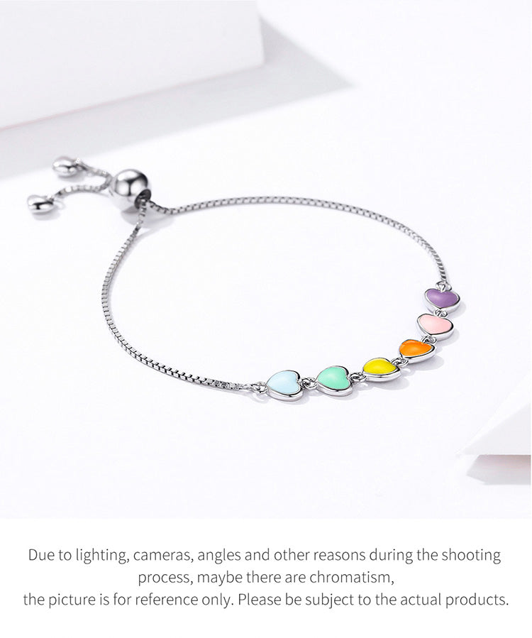 Rainbow Heart Charm Bracelet