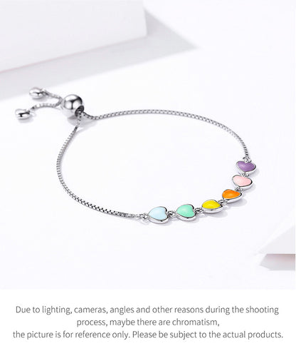 Rainbow Heart Charm Bracelet