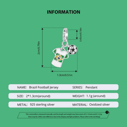Brazil Football Jersey Charm