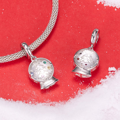 Christmas Crystal Ball Pendant  Charm