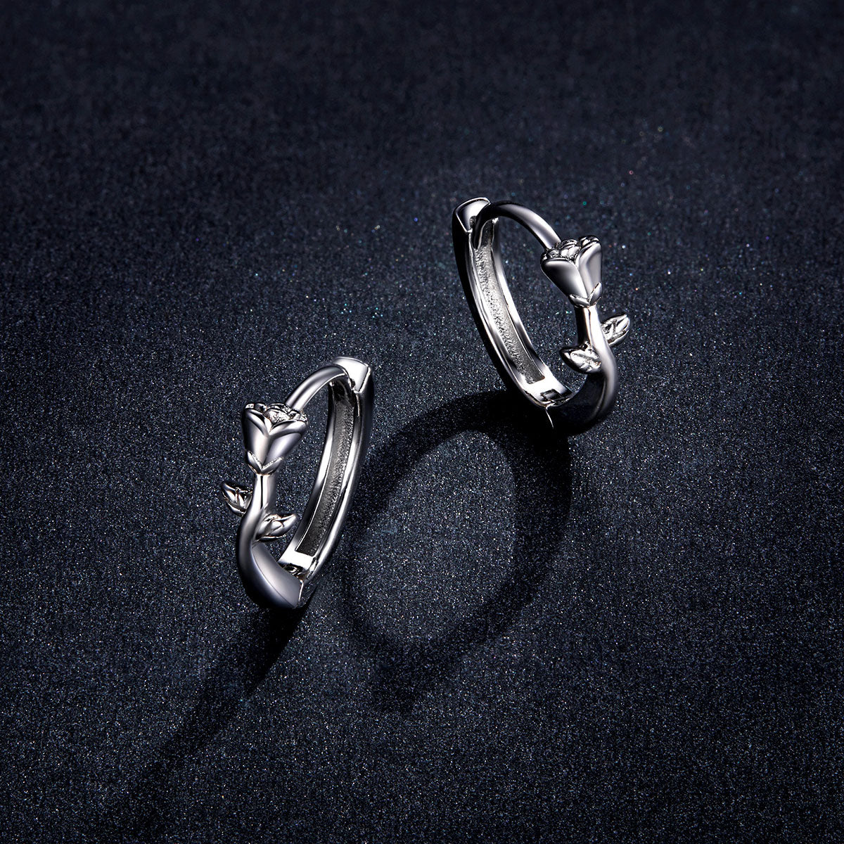 Elegant Rose Hoop Earrings