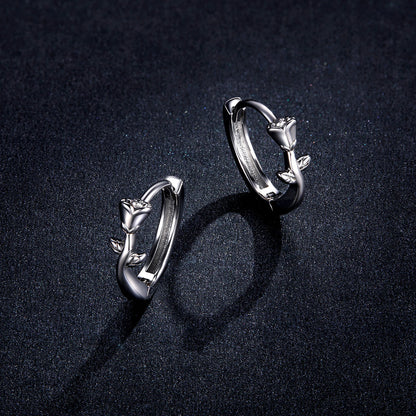 Elegant Rose Hoop Earrings