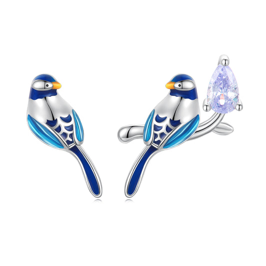 Compact Bird Stud Earrings