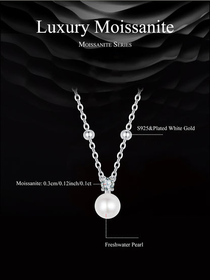 Pearl Moissanite Collarbone Necklace