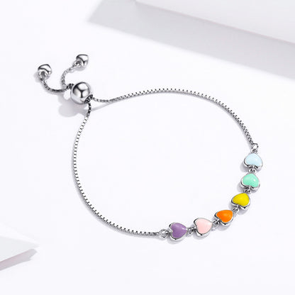 Rainbow Heart Charm Bracelet