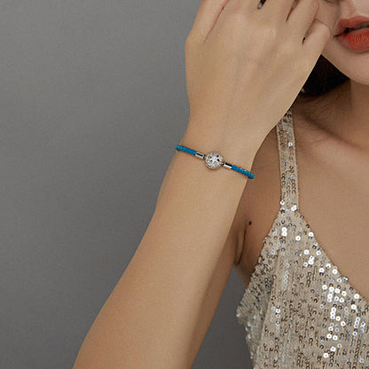 Classic Blue Leather Cord Bracelet