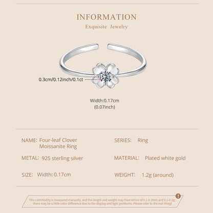 Clover Moissanite Adjustable Ring