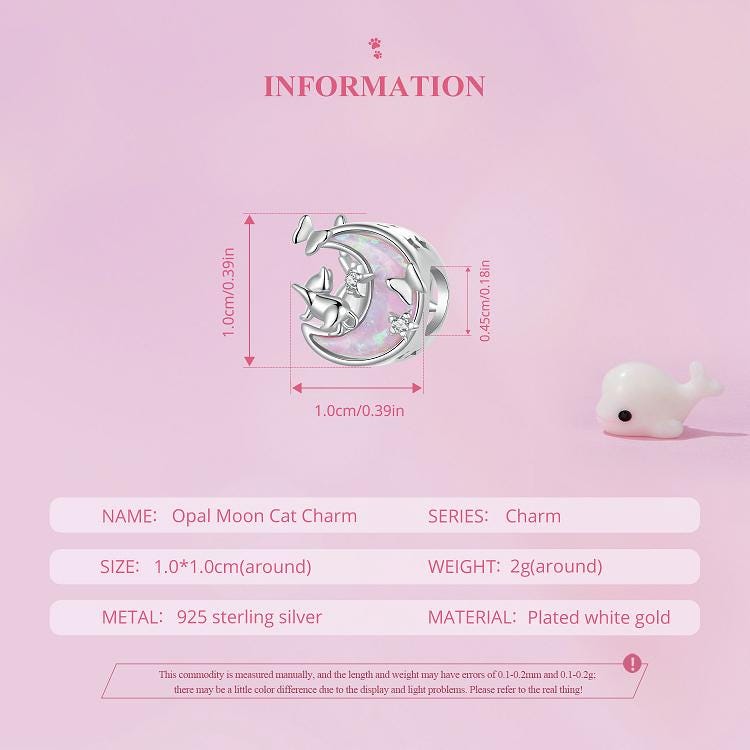 Opal Moon Cat Charm