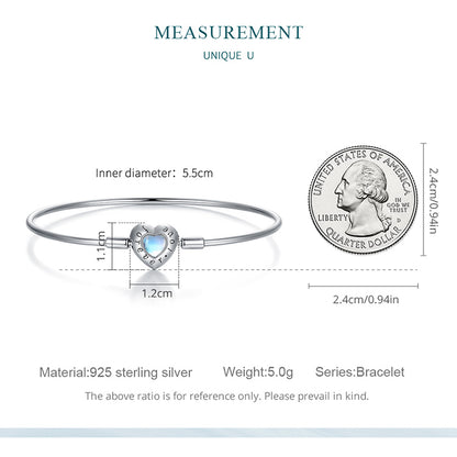 Heart-Shaped Moonstone Bangle