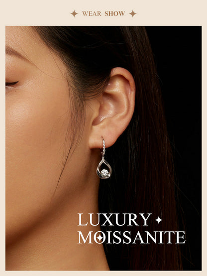Teardrop Moissanite Spring Earrings