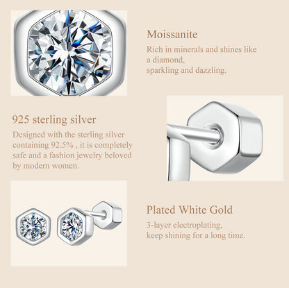 Hexagonal Classic Moissanite Studs
