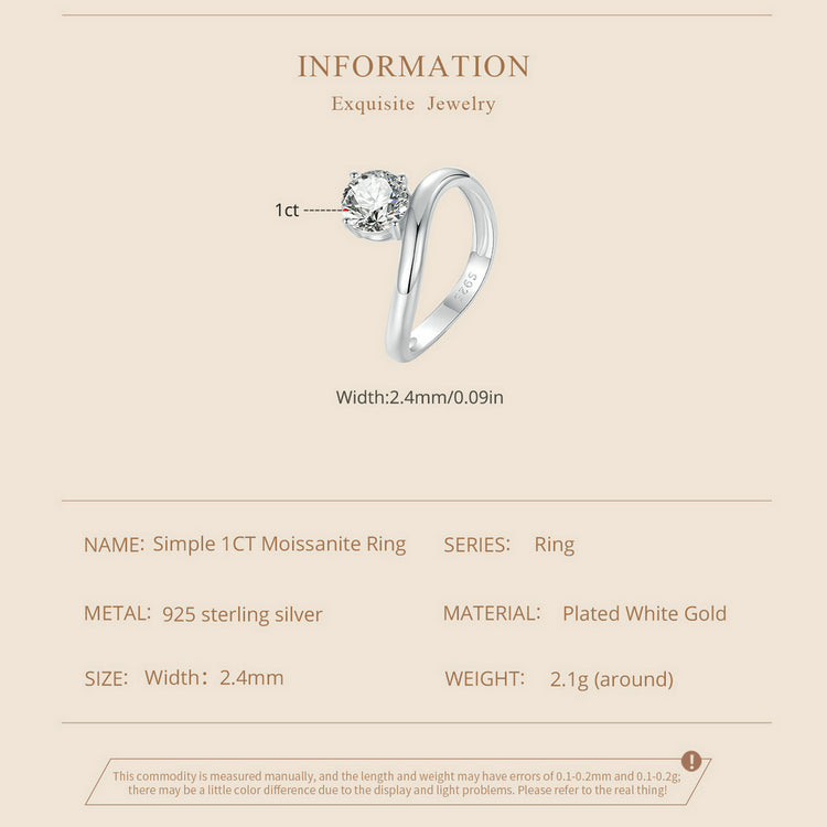 Minimalist 1 Carat Moissanite Ring